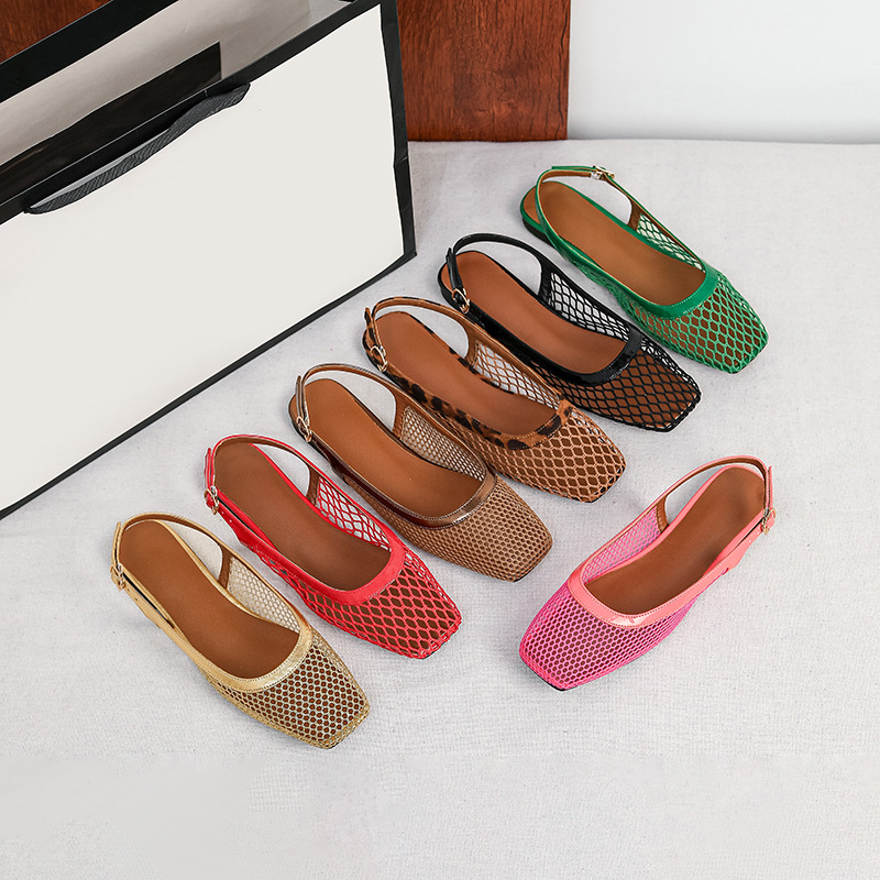 Women Bags Casual - Sandalias de malla con punta cuadrada
