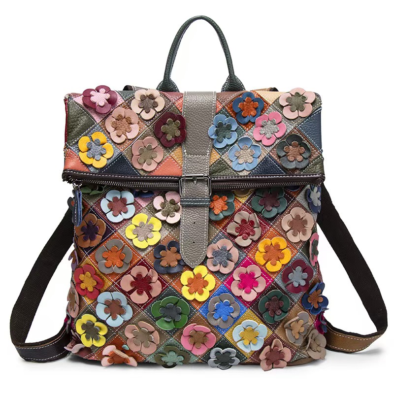 Women Bags Casual - Mochila Vintage de Cuero Genuino para