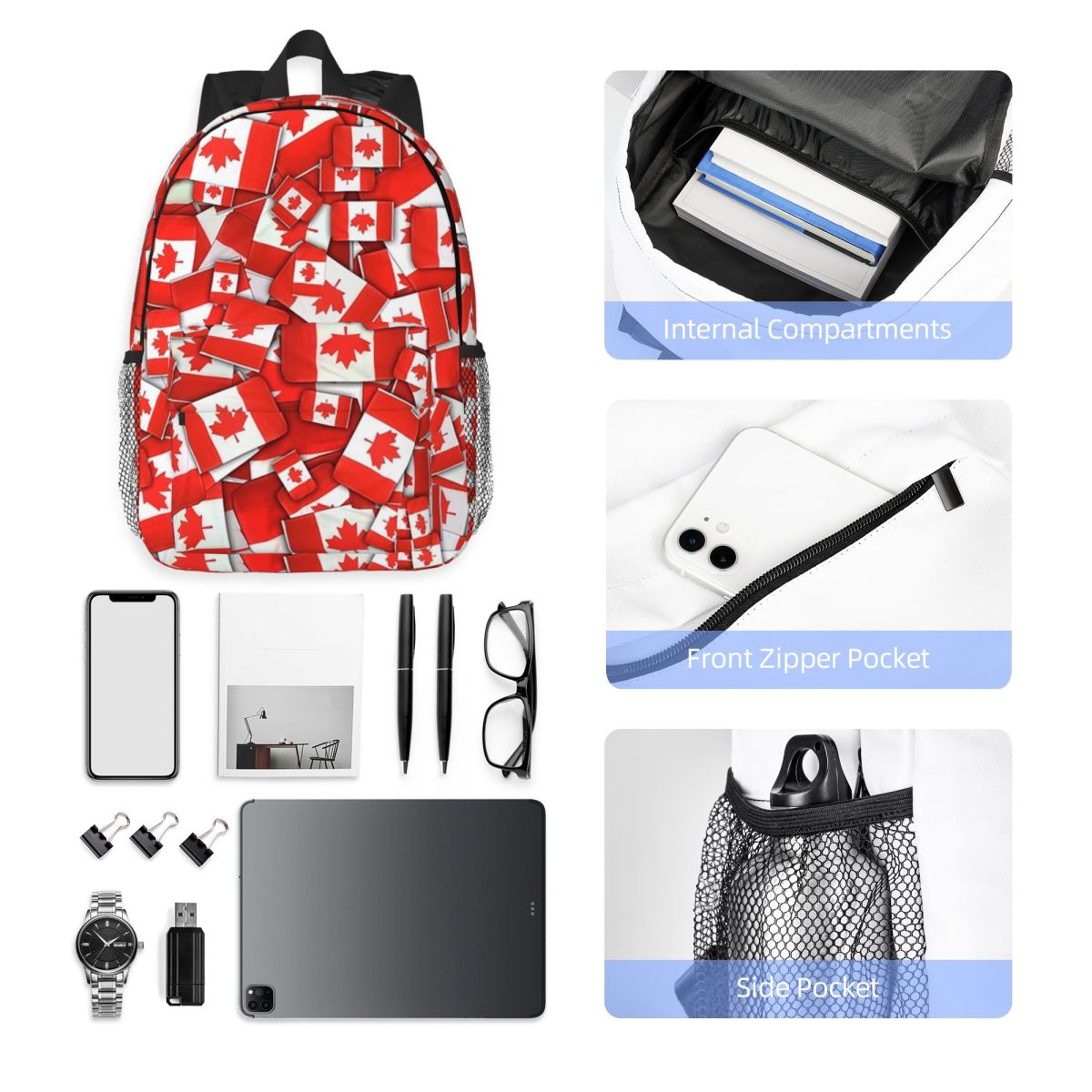 Women Bags In Canada - Mochila con diseño de bandera de
