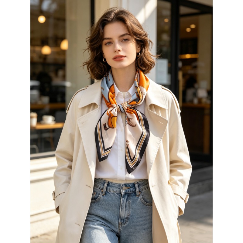 Women'S Retro Bags - Pañuelo Cuadrado de Lujo 100% Seda