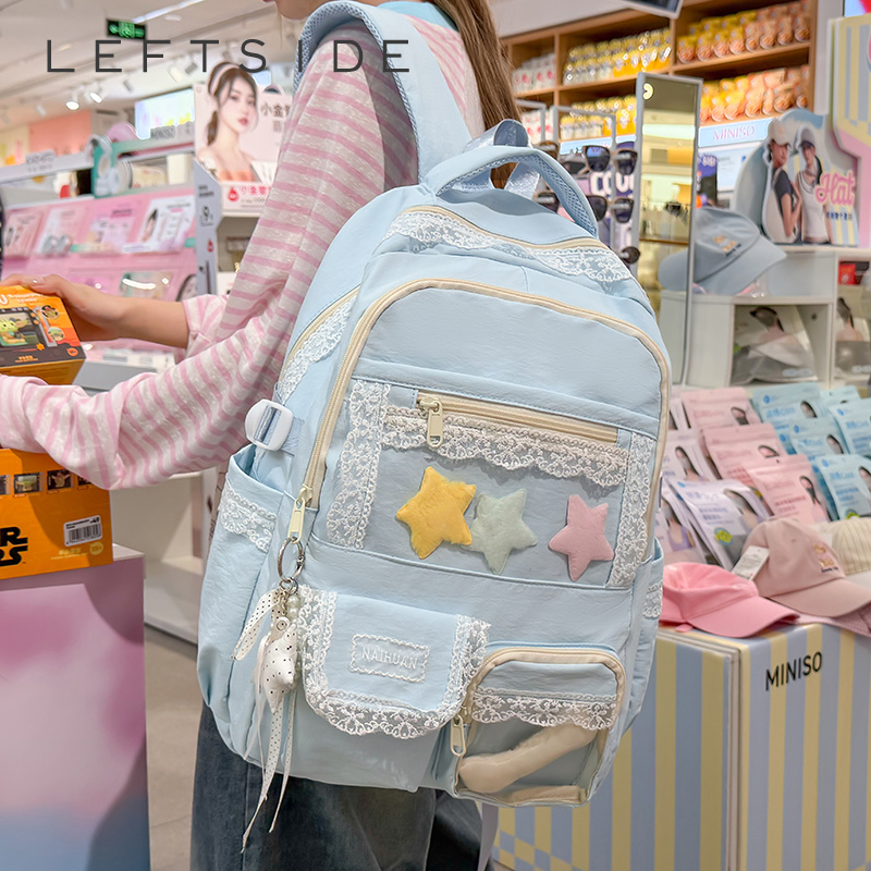 Women Bags In Trend - Mochila con decoración de encaje para