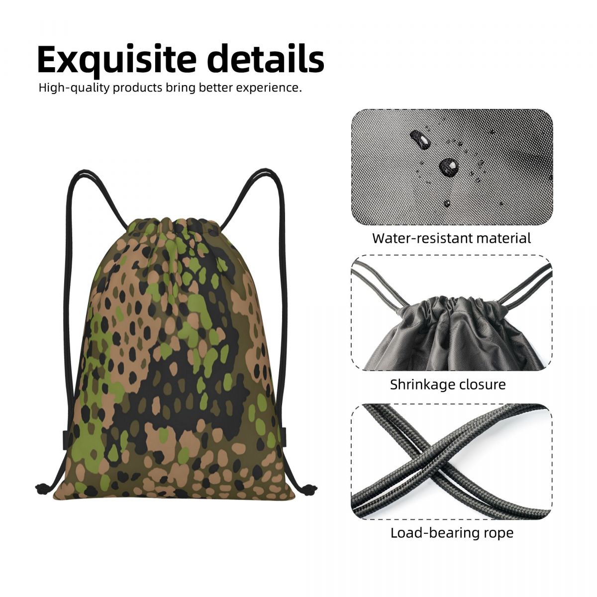Mochila con cordón de camuflaj - Women Bags Germany reseña y precio