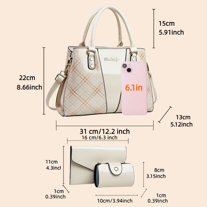 Conjunto de 3 Bolsos de Mujer  - Women Bags Leather reseña y precio